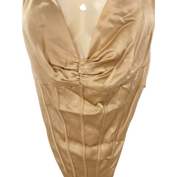 Retrofete Silk Off the Shoulder Corset Style Bodysuit Top Nude Small - Picture 4 of 5